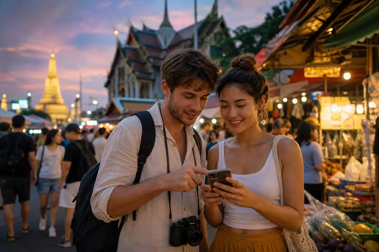 iPhone affichant un QR code eSIM avant un voyage